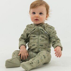 BURLEBO BABY ZIP UP- FLYING DUCKS - GREEN